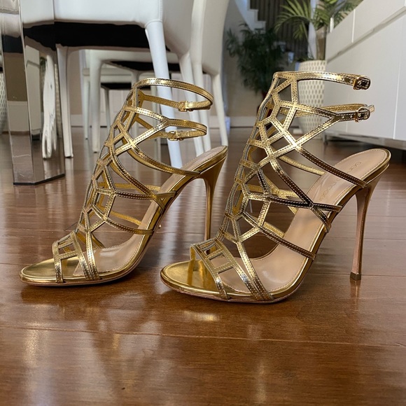 Sergio Rossi Shoes - Sergio Rossi Gold Puzzle Heels